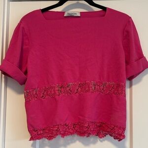 Valentino Vibrant Pink Lace Top
